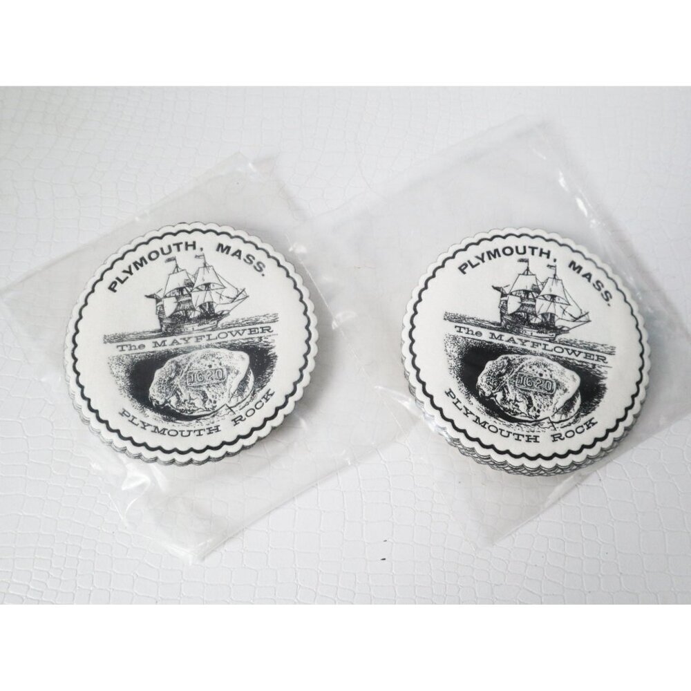 16 Vintage Plymouth Massachusetts The Mayflower Coasters Japan Barware 1960s NOS
